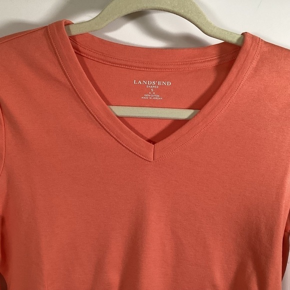 Lands End Women’s Peach V-Neck Long Sleeve Tee.  Size S - Picture 3 of 5